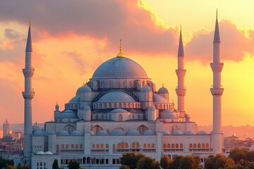 Obraz premium Majestic Mosque at Sunset in Istanbul