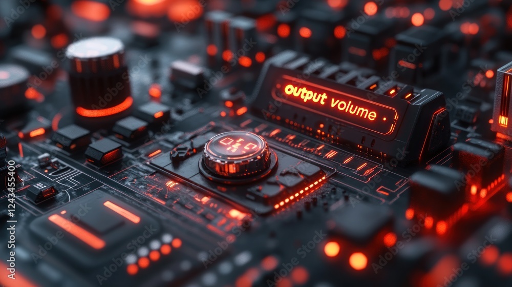Aufkleber futuristic circuit board with output volume control