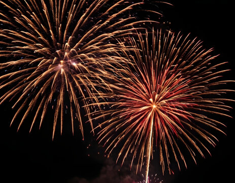 color fireworks in the night sky