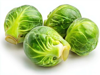 Fototapeta premium Fresh green brussels sprouts on a white background