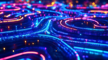 Abstract neon light swirls background