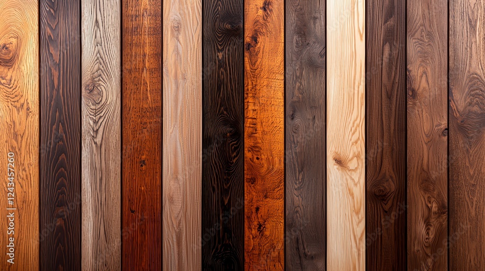 Aufkleber a close-up view of various wooden planks showcasing an array of colors and textures. this striking i