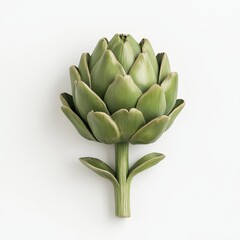 Fototapeta premium Unique artichoke displays vibrant green color and tightly packed leaves arranged in an appealing manner