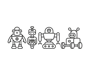 Obraz premium humanoid robot character icons set