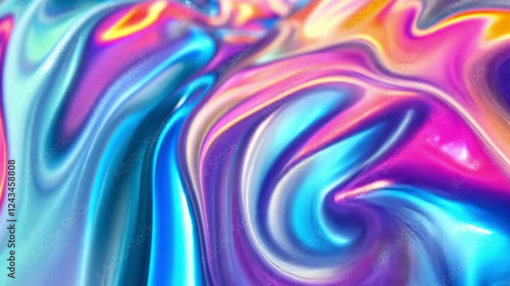 Aufkleber vibrant iridescent gradient fabric flowing elegantly in abstract patterns under soft lighting