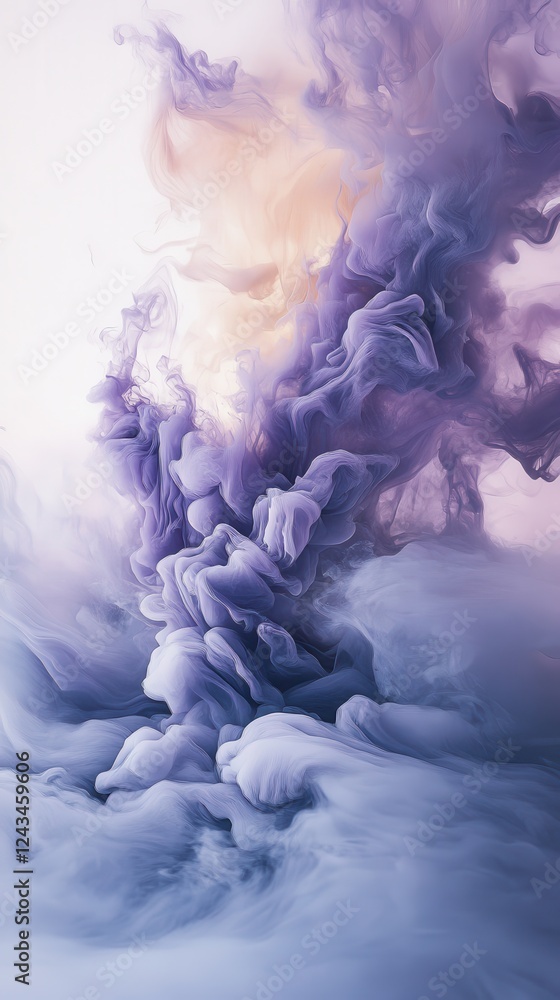 Poster mystical abstract composition featuring smoky grays and soft purples in an ethereal swirl