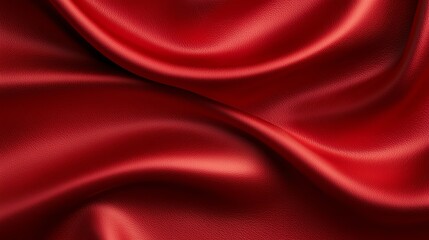 A luxurious deep red satin fabric, showcasing smooth and flowing texture. Perfect for backgrounds, fashion, or any project requiring elegance and richness.