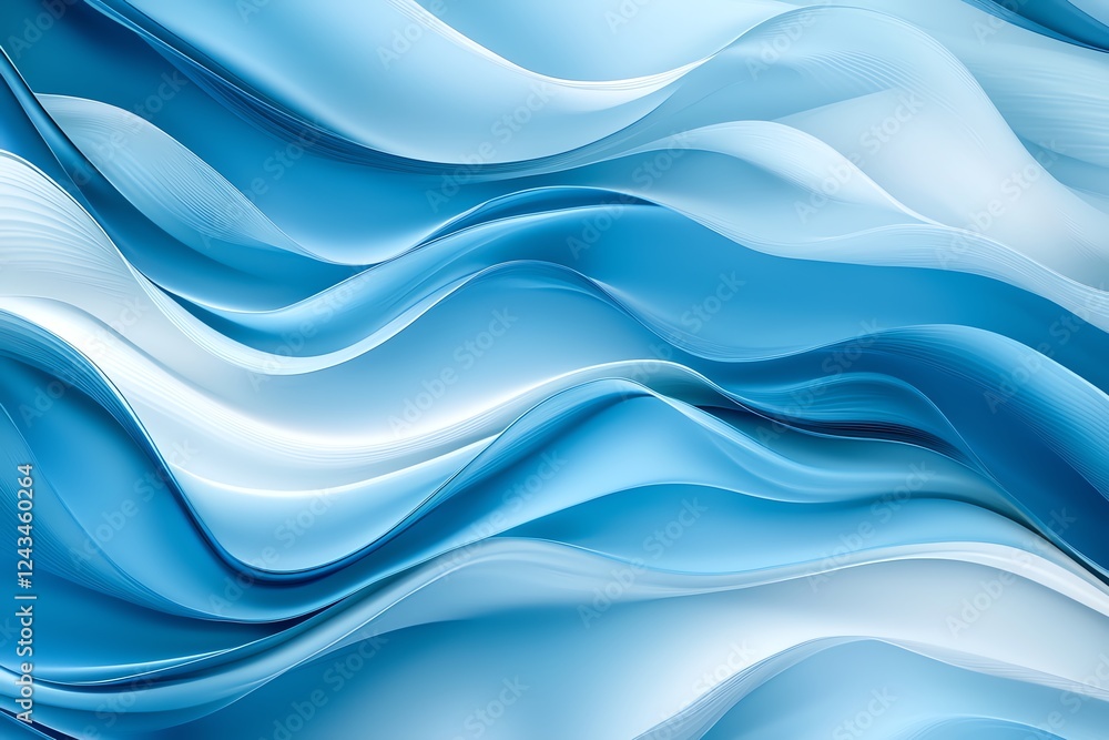 Aufkleber a mesmerizing abstract design featuring smooth waves of blue and white. this image evokes serenity a