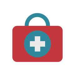 First aid kit icon is a clean vector illustration of a medical emergency box with a cross symbol