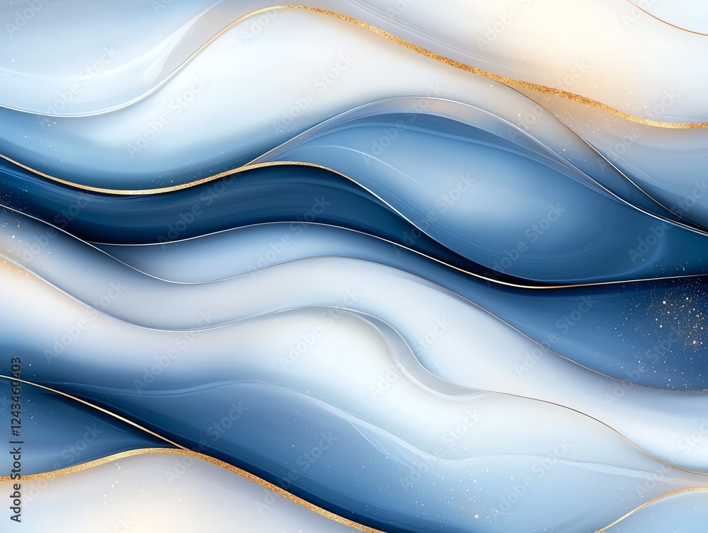 Poster a mesmerizing abstract texture featuring flowing waves in soft blue and white hues, highlighted with
