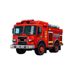 Cartoon Red Fire Truck Illustration