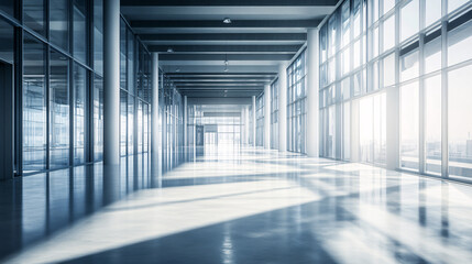 A modern research and development or logistics facility features a glass hall.