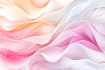 Obraz premium A serene and abstract wave pattern featuring soft pink, orange, and white hues that evoke a feeling of tranquility and flow, perfect for backgrounds or artistic designs.