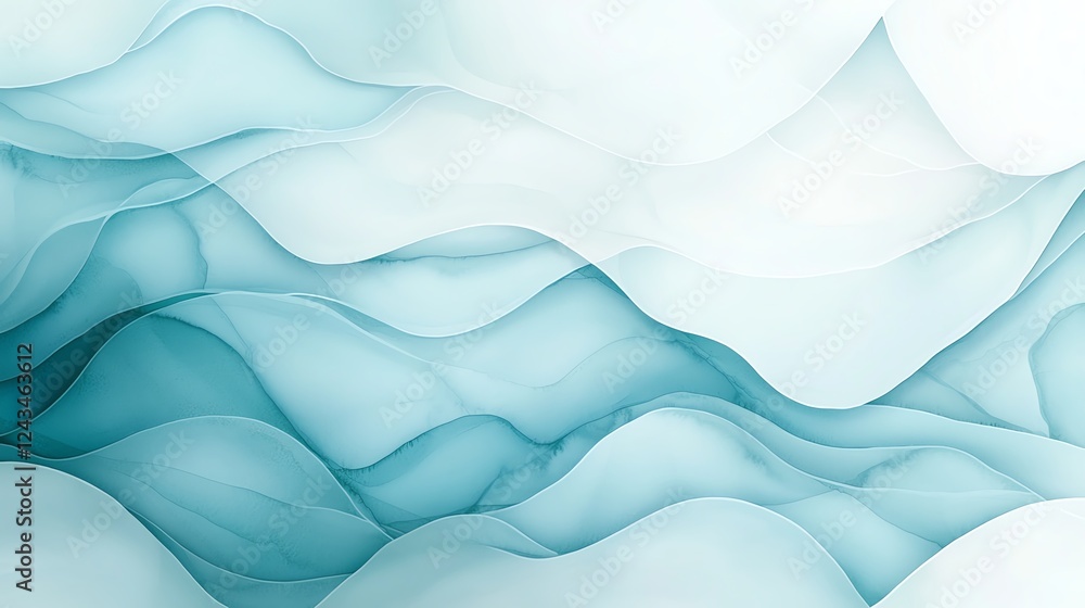 Aufkleber a serene and fluid abstract background featuring soft waves of turquoise and white, ideal for projec