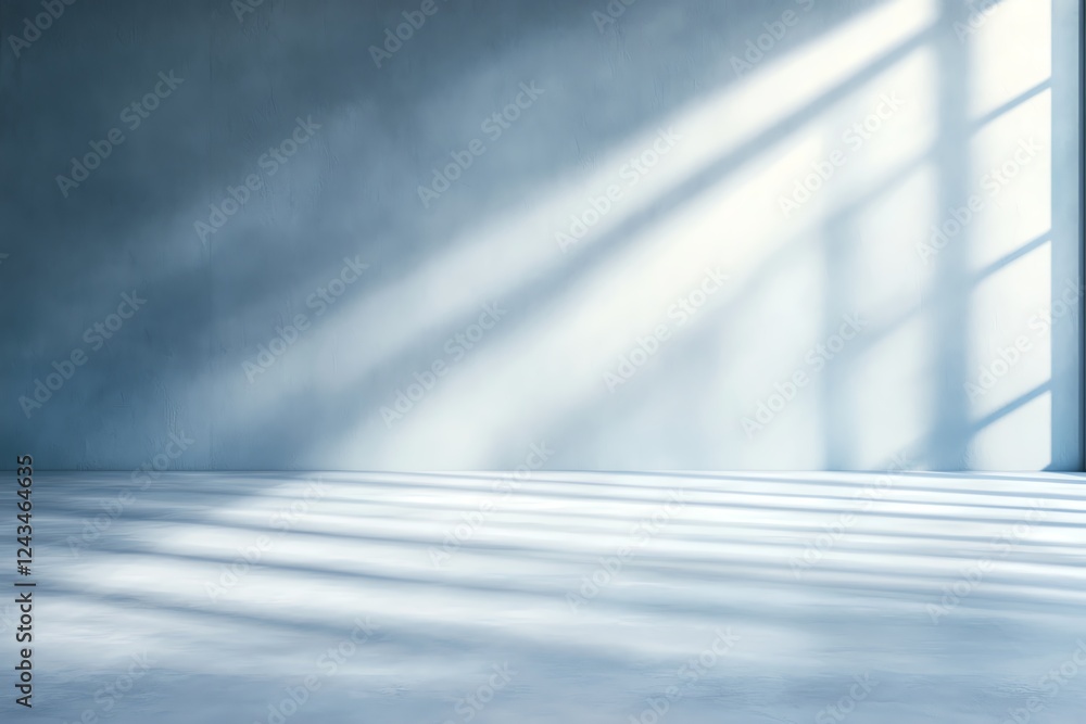 Poster a serene interior space featuring subtle light and shadow play across a minimalist backdrop. ideal f