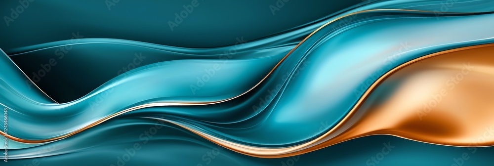 Poster a smooth, flowing design featuring rich turquoise and warm copper tones. the blend creates a visuall