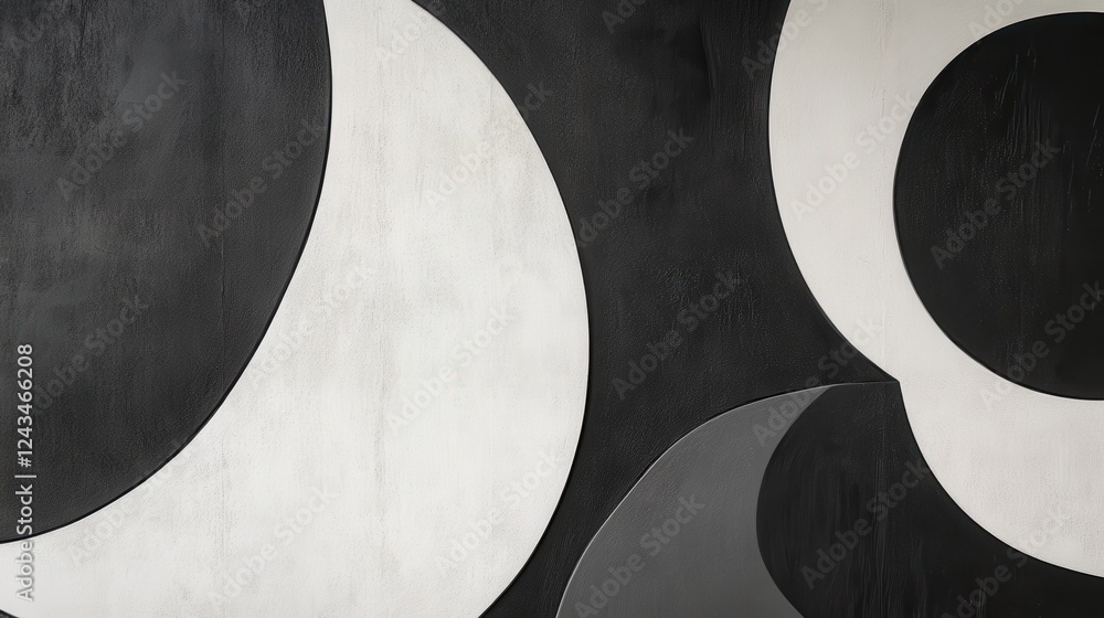 Poster subtle overlapping shapes create a dynamic interplay of charcoal gray and white