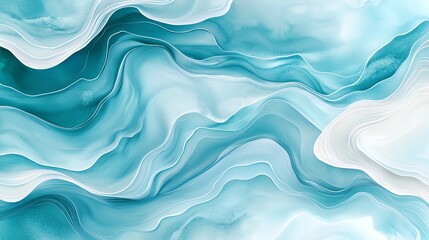 Fototapeta premium A soothing abstract background featuring flowing waves of blue and white. Ideal for use in digital designs, presentations, or as a captivating wallpaper. Emphasizes tranquility.