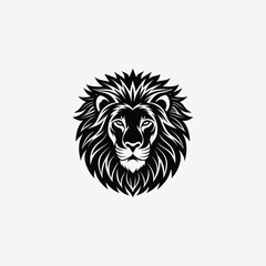 Obraz premium Download a stunning lion face vector silhouette in SVG, PNG, and EPS formats. Perfect for logos, t-shirts, tattoos, and more. Free & premium options available!