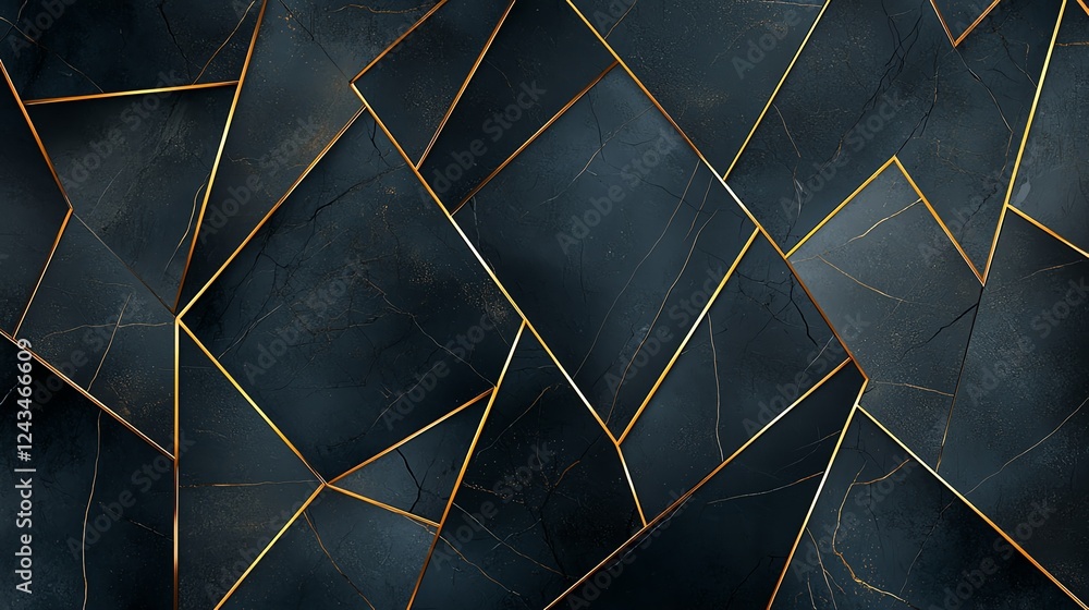 Poster a stunning abstract background featuring a dynamic arrangement of geometric shapes in dark shades wi