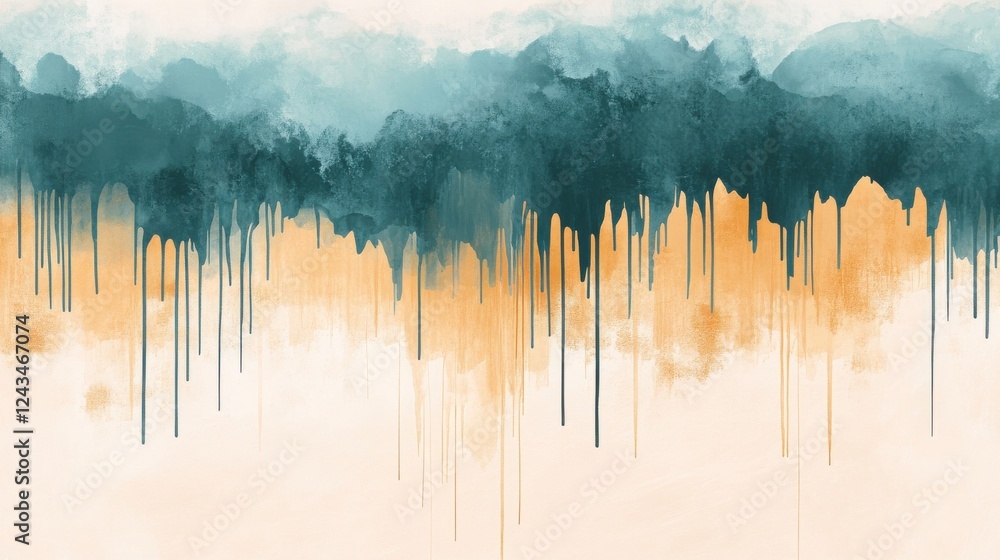 Aufkleber soft pencil strokes create a natural gradient of teal and orange tones blending harmoniously in an a