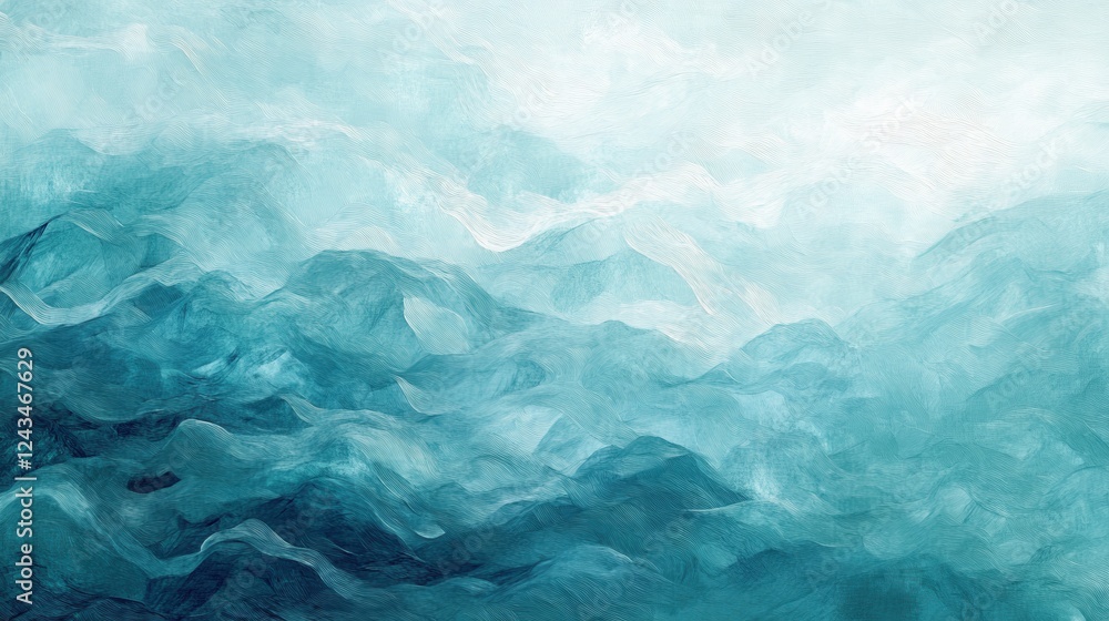Aufkleber Gradient of soft pencil strokes creating flowing waves in cool hues on a textured surface