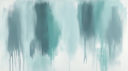 Fototapeta premium Soft pastel mint artwork featuring gentle pencil strokes and fluid drips creating a serene atmosphere