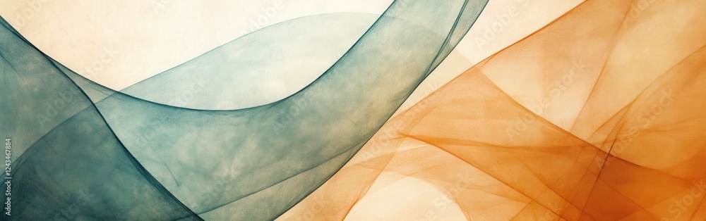 Poster soft pencil strokes blend vibrant colors in a serene abstract composition showcasing fluid curves an
