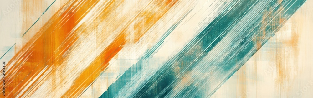 Aufkleber Soft pastel amber and teal lines create a modern abstract artwork with dynamic movement and harmony in design
