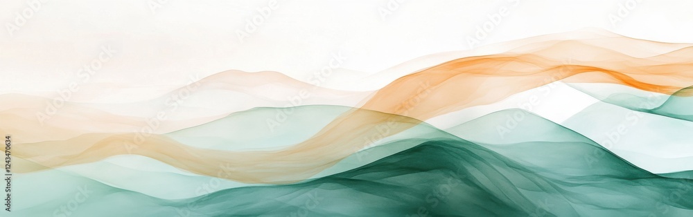 Poster Gradient waves of muted colors create a serene atmosphere in a minimalist landscape drawing