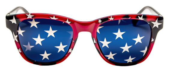 Colorful patriotic sunglasses usa product studio isolated on transparent background