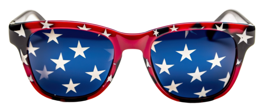 Colorful patriotic sunglasses usa product studio isolated on transparent background