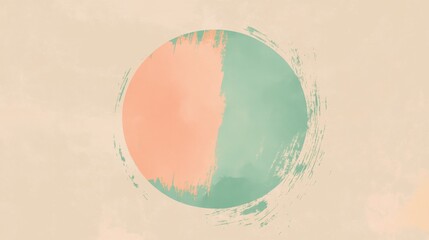Elegant minimalist design showcasing a large circle created with soft pastel colors and brushstroke accents