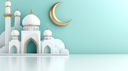 Minimalist islamic mosque 3d