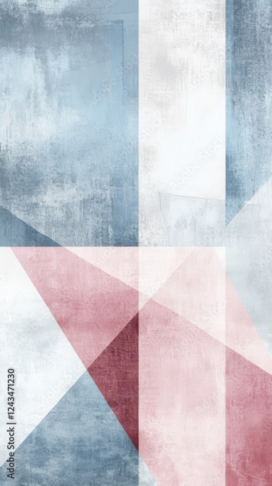 Poster minimalist abstract design featuring pale blue tones with geometric shapes and subtle textures in a 