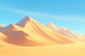 Serene Desert Landscape with Rolling Sand Dunes and Clear Sky