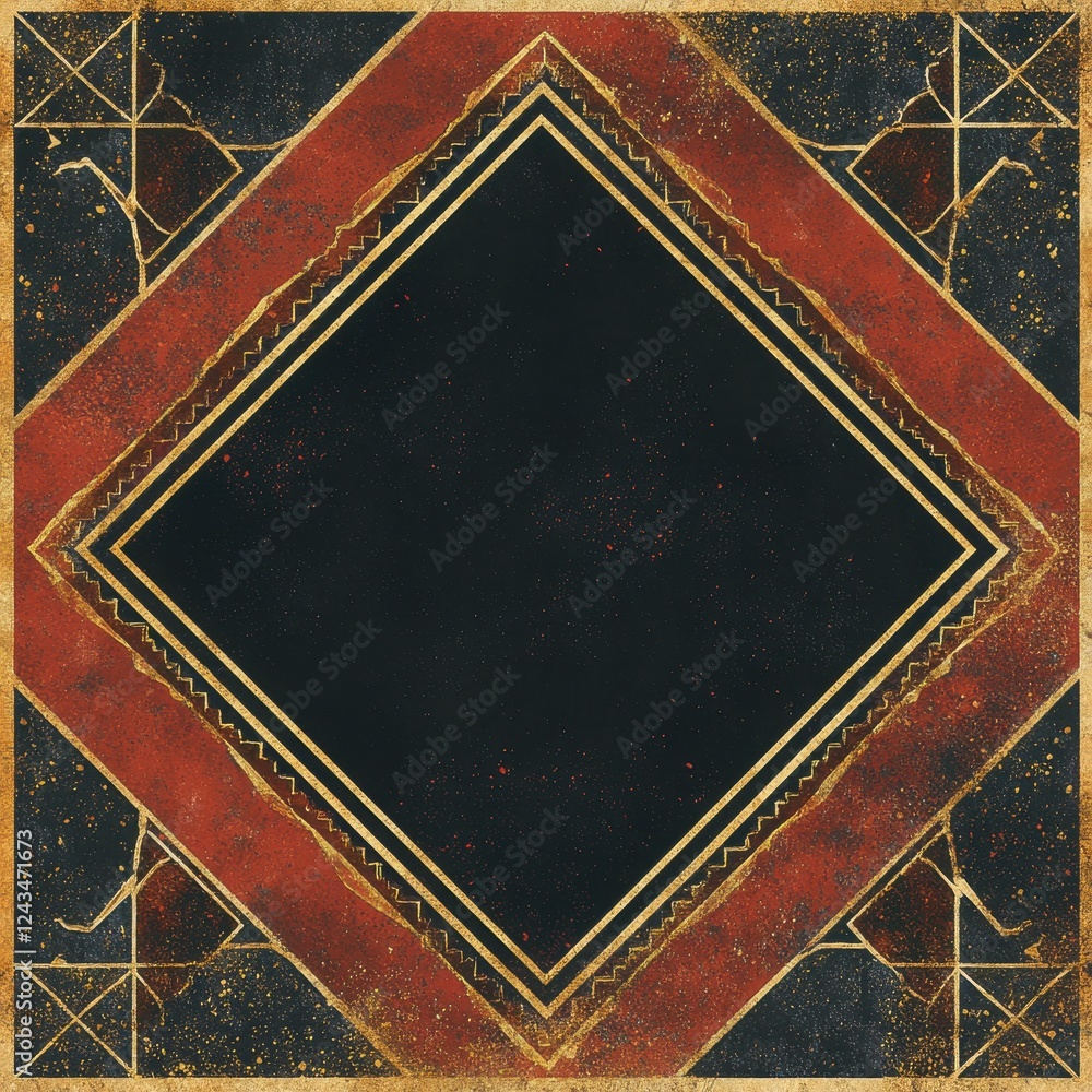 Aufkleber geometric diamond shape artwork featuring bold colors and intricate patterns ideal for modern decor 