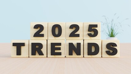 2025 Trends Wooden Blocks with Modern Minimalist Background