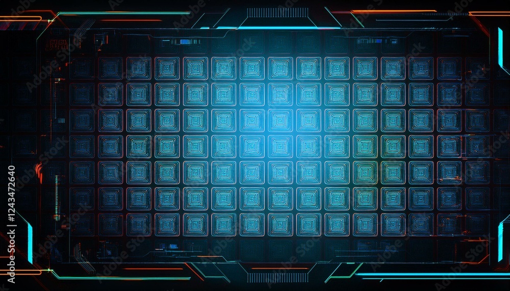Poster futuristic tech interface grid