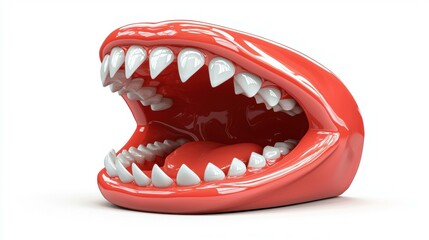 Vivid cartoon mouth with sharp teeth illustration.