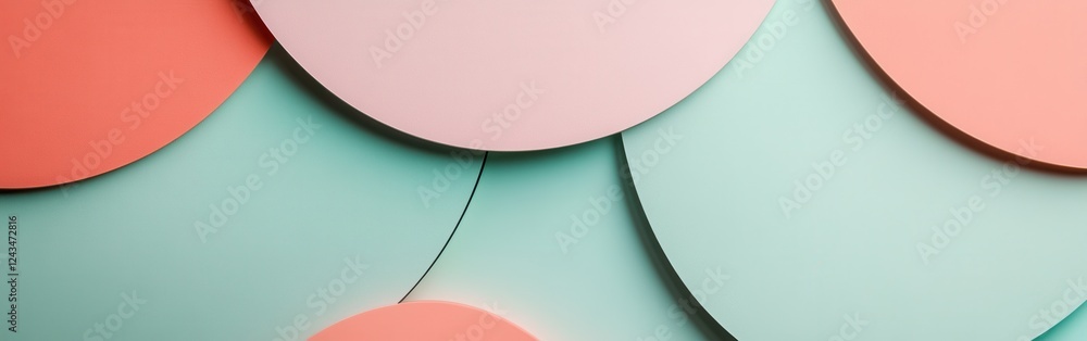 Aufkleber elegant pastel mint and coral arcs create a harmonious abstract design suitable for modern decor