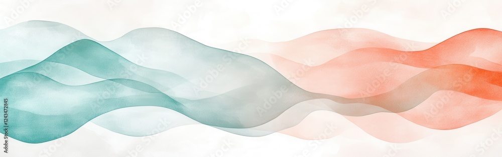 Poster Elegant pastel coral and teal dashed patterns create a soothing visual effect suitable for various artistic applications