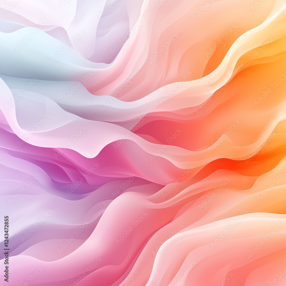 Poster a vibrant and abstract background featuring flowing waves of soft pastel colors blending harmoniousl