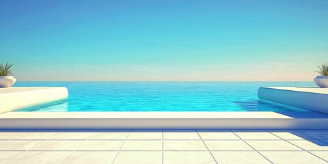 Fototapeta premium Tranquil outdoor space beside the summer pool.