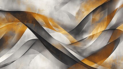 Abstract design featuring flowing pencil strokes in muted gray and warm orange hues