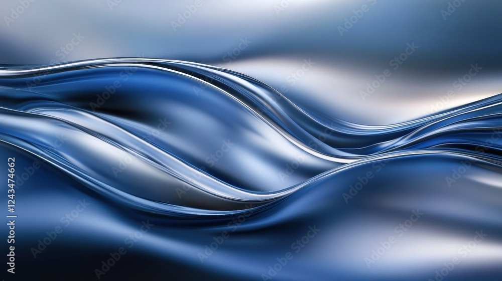 Poster waves of deep blue create an abstract bokeh effect in a soothing visual display of color and light