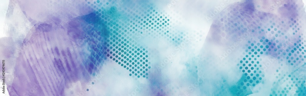 Poster abstract design featuring muted lavender and teal dots with soft textures conveying a calming effect