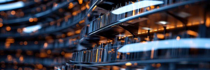 Curved Shelving Structure with Numerous Thin Objects