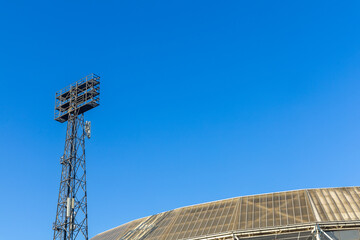 Stadium light pole at the soccer stadium de Kuip from Feyenoord Rotterdam
