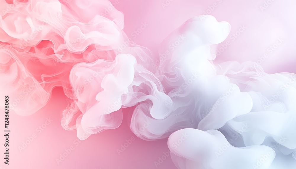 Poster abstract smoke texture in soft pink and white hues, creating a dreamy and ethereal background suitab